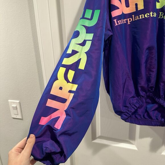 Surf Style Windbreaker Sz Medium Vintage Pullover 1/4 Zip Metallic Purple 90 EUC - Picture 6 of 8